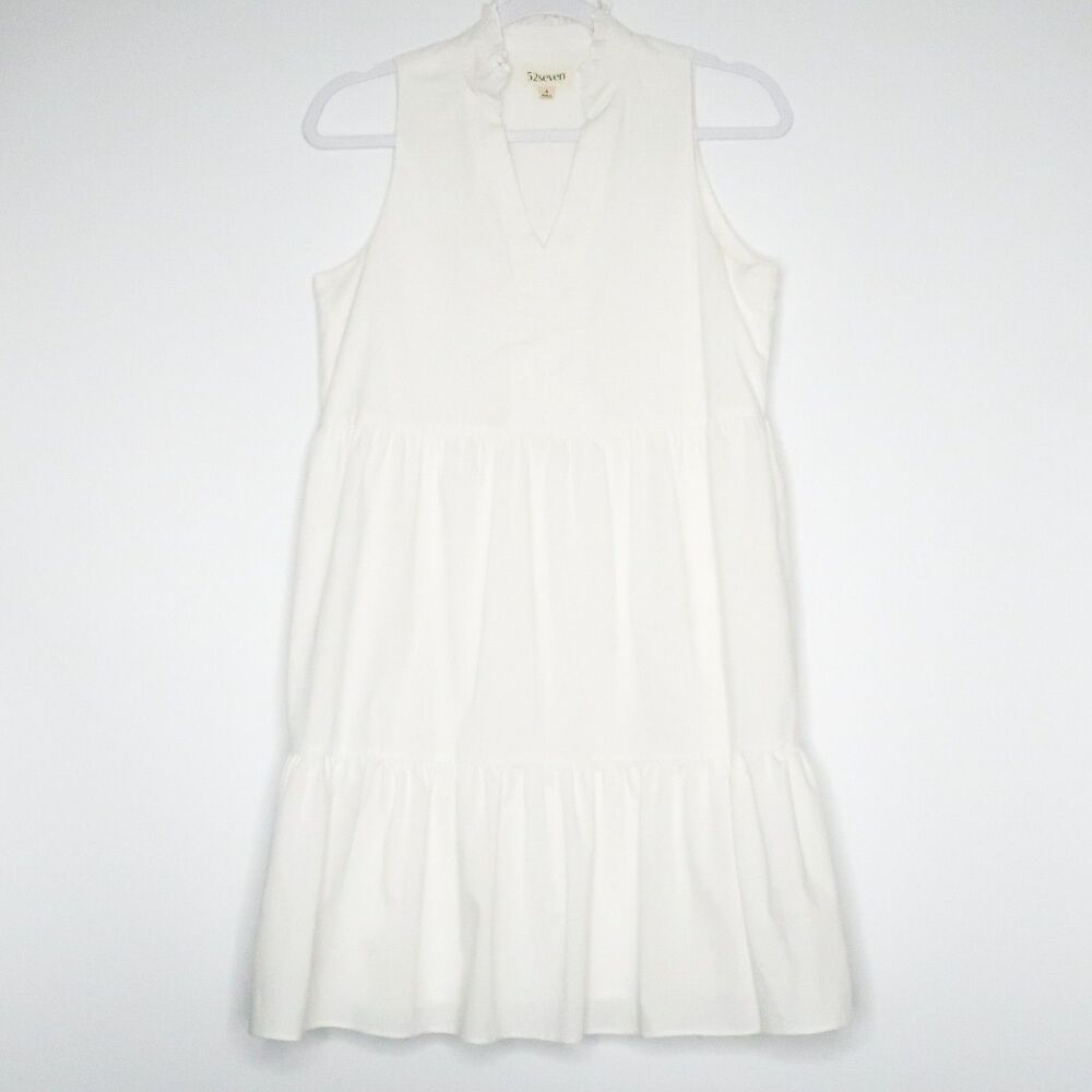 52seven Womens Short Dress Size 4 White Cotton‎ Sleeveless Feminine Resort Bride